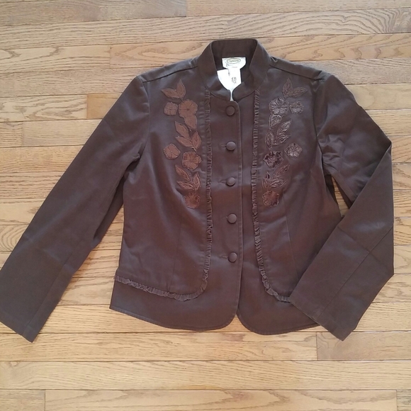 Talbots Floral Applique Blazer Jacket - Picture 6 of 8